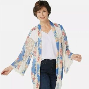 Laurie Felt floral lace kimono Size Large